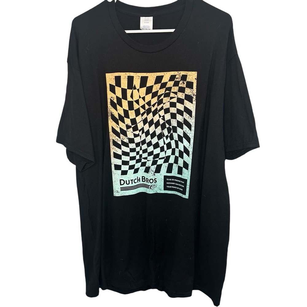 Dutch Bros VINTAGE XL+XXL Black Checker Light Blue +Peach “To be So..” DB 1992